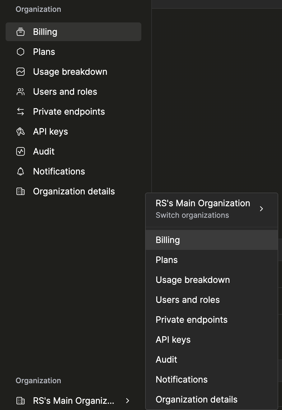 UI에서 결제 관련 메뉴를 찾는 위치
