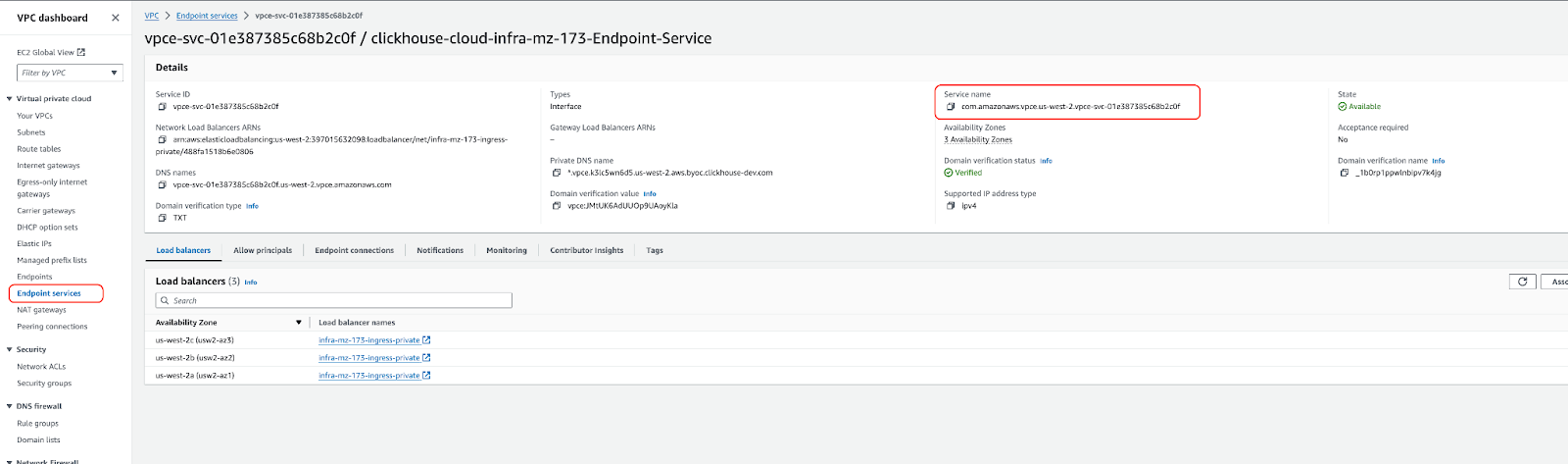 BYOC PrivateLink Service Endpoint