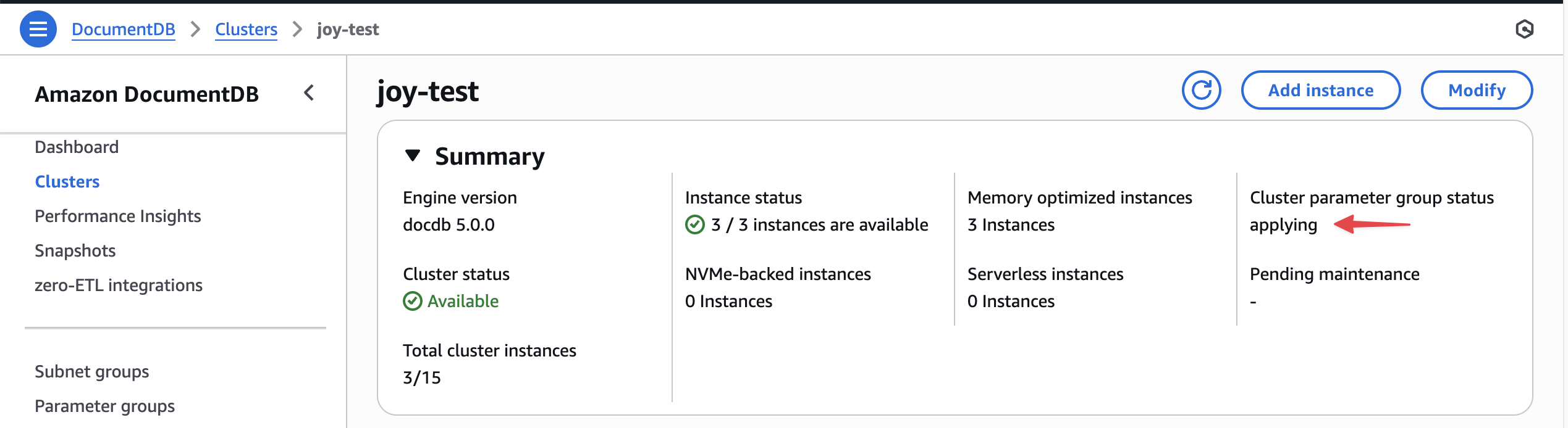 파라미터 그룹 상태