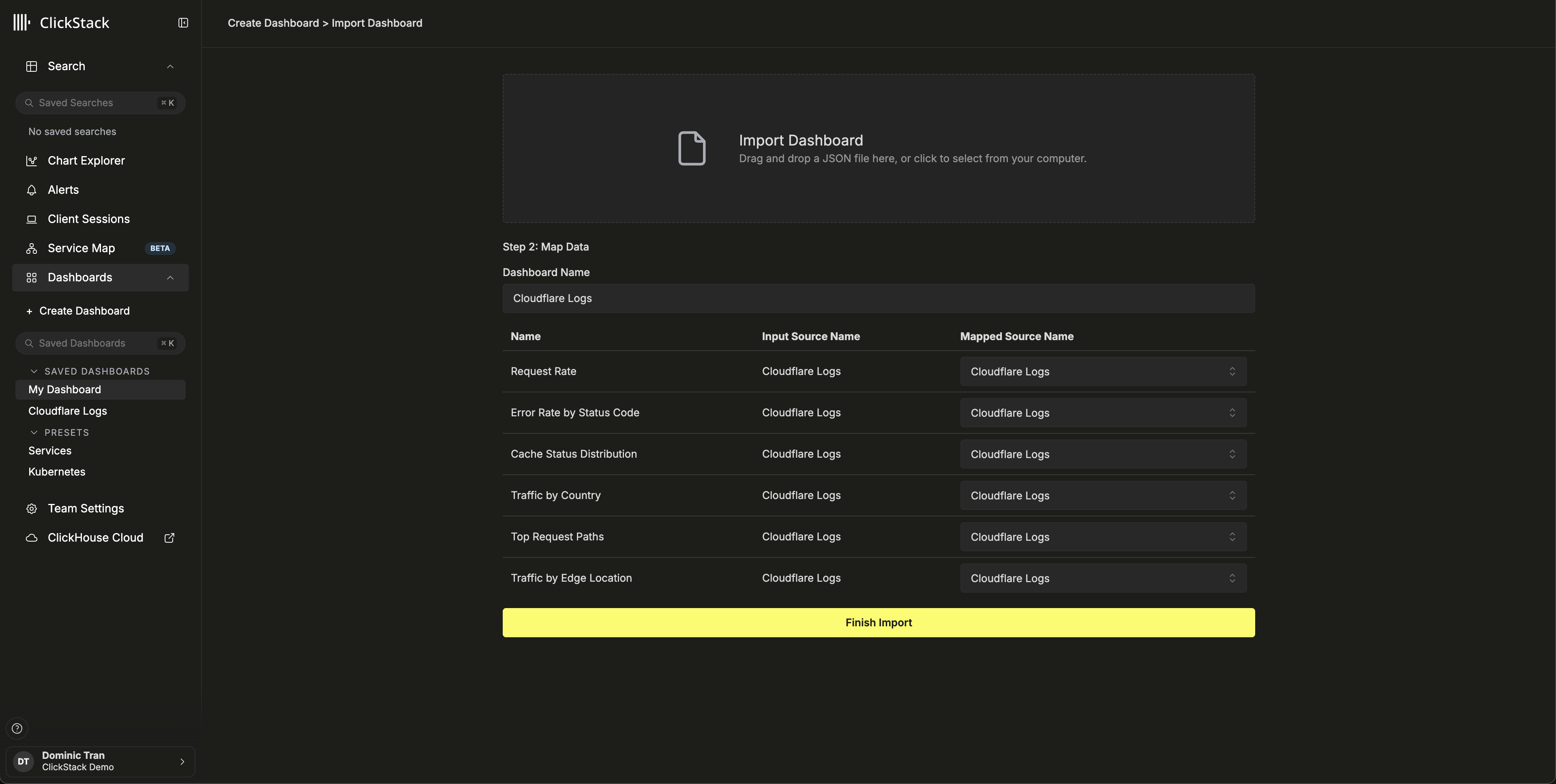 대시보드 가져오기