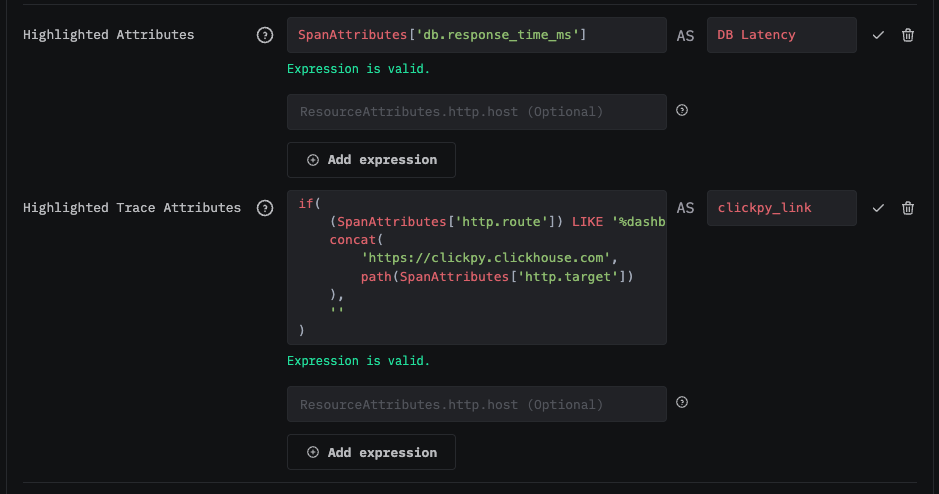 Highlighted Attributes 구성