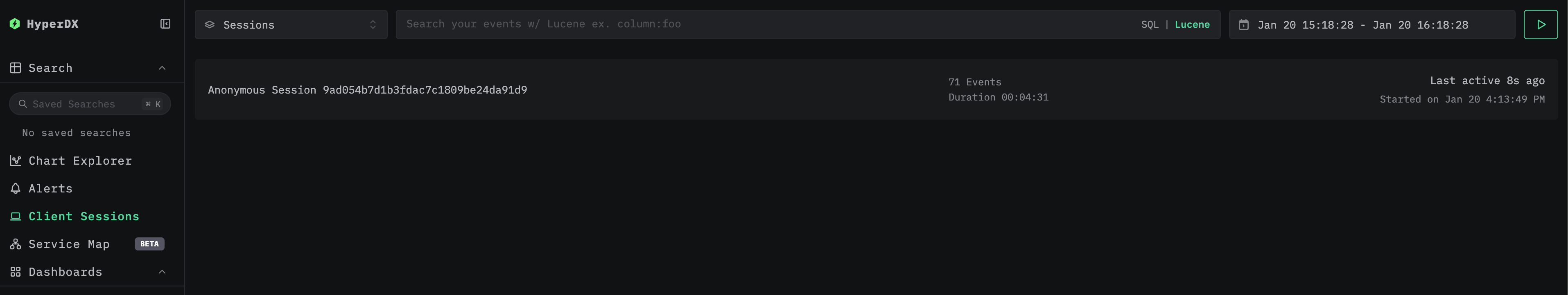 Session replay search